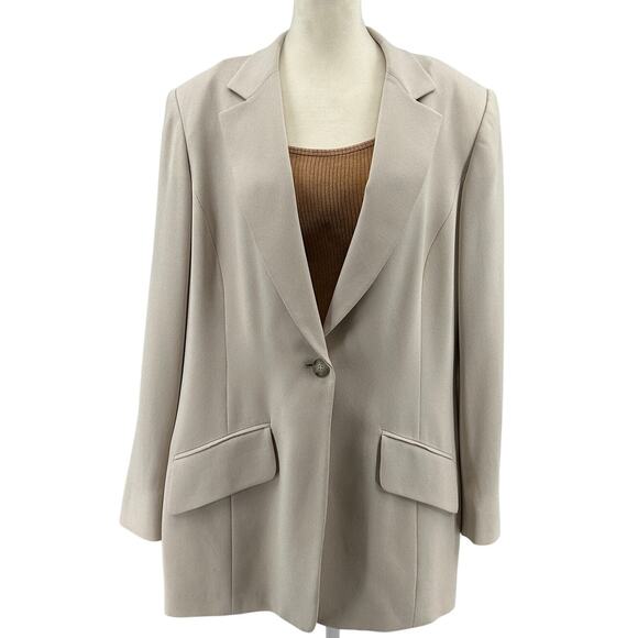 Liz Claiborne Classics Pantsuit WMNS 14 Tan Coordinates Lined Long Sleeve Formal - Picture 2 of 10